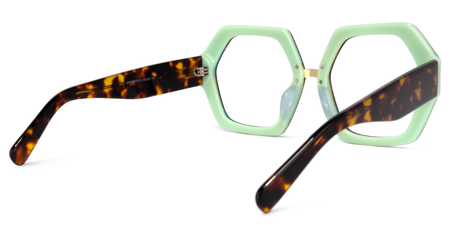 Otero Geometric Green-Yellow Glasses | Zeelool Glasses4
