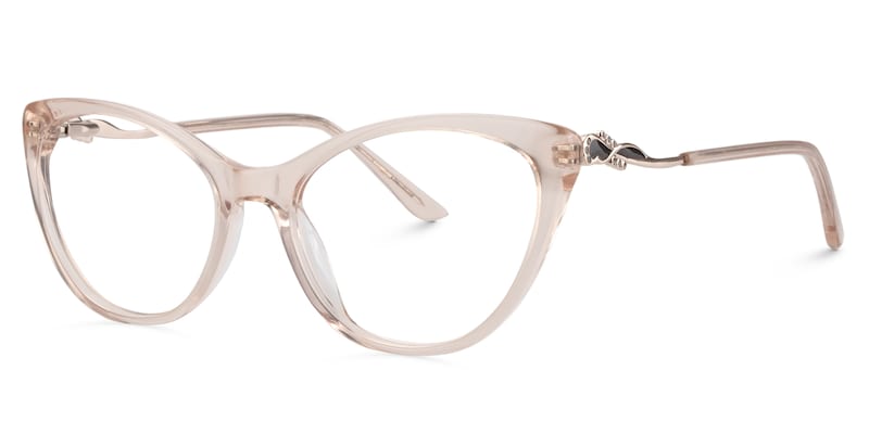 Cat Eye Champagne Crystal Glasses | Zeelool Glasses2
