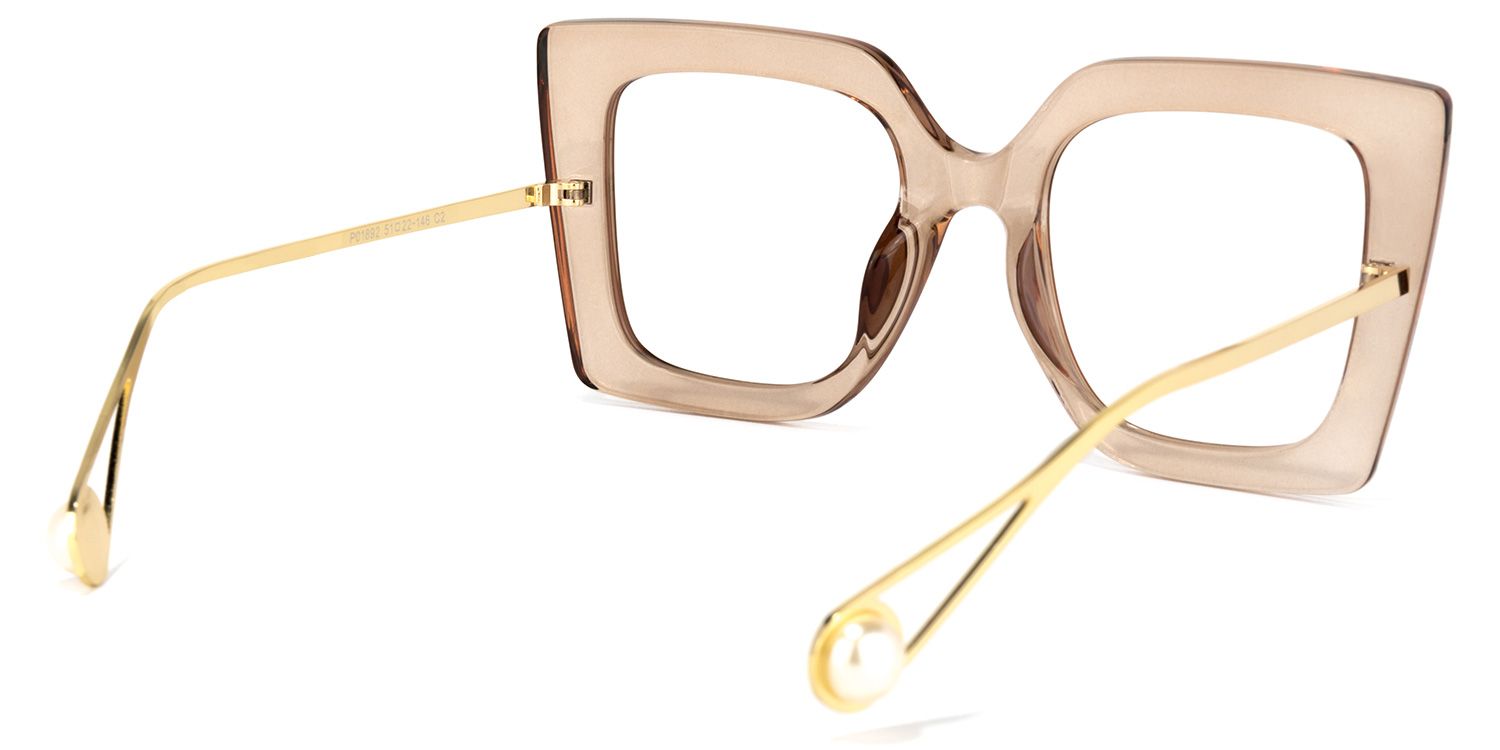 Qatar Square Champagne Eyeglasses and Thick Frames4