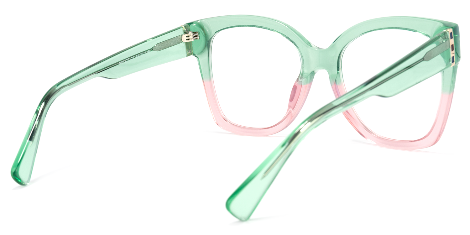 Tyson Square Green-Pink Glasses | Zeelool Glasses4