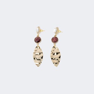 Brilliant Leaf Shape Gold Earrings1
