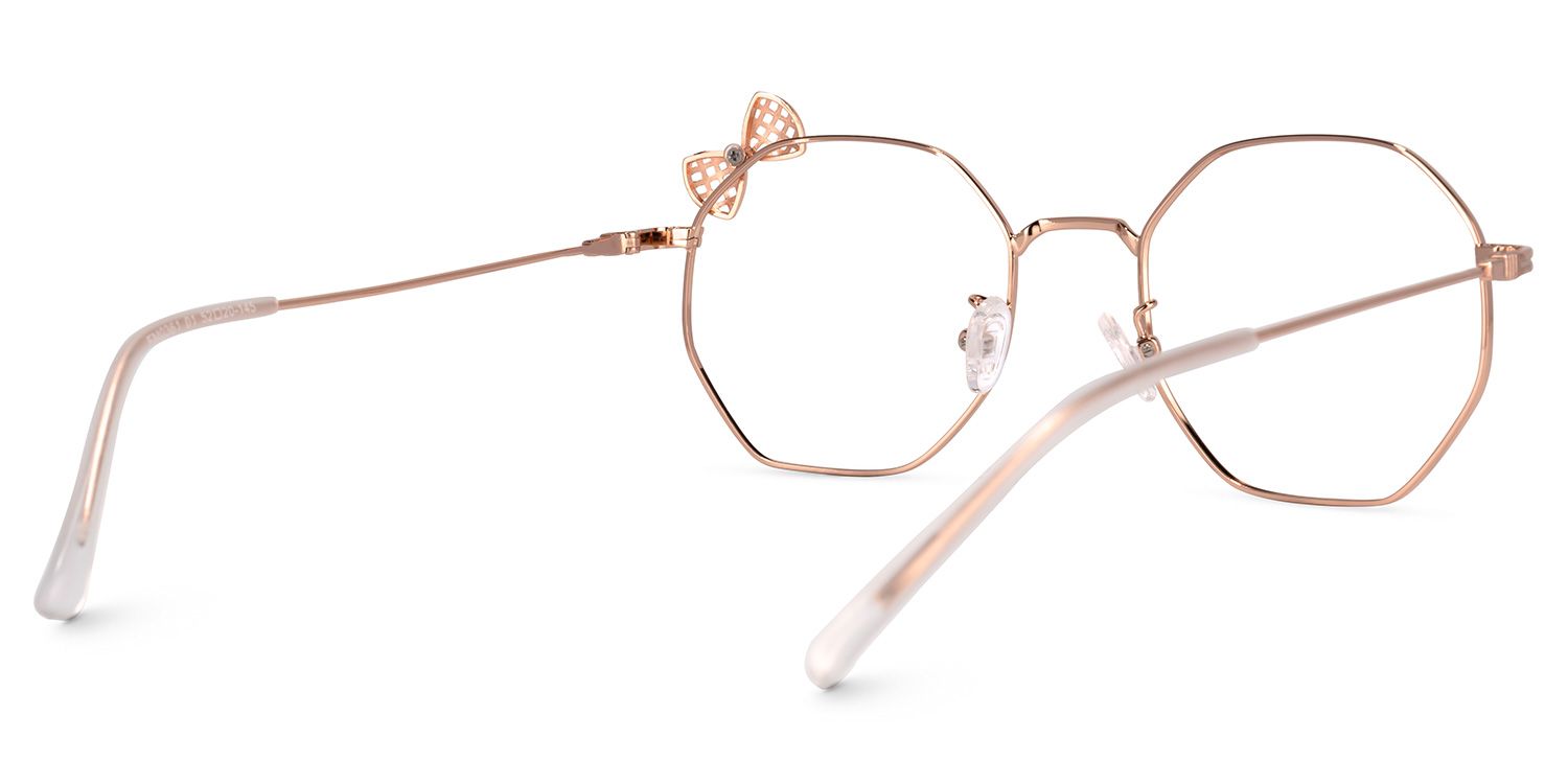 Kaitlyn Geometric Rose-Gold Thin Frame Glasses with Bow3