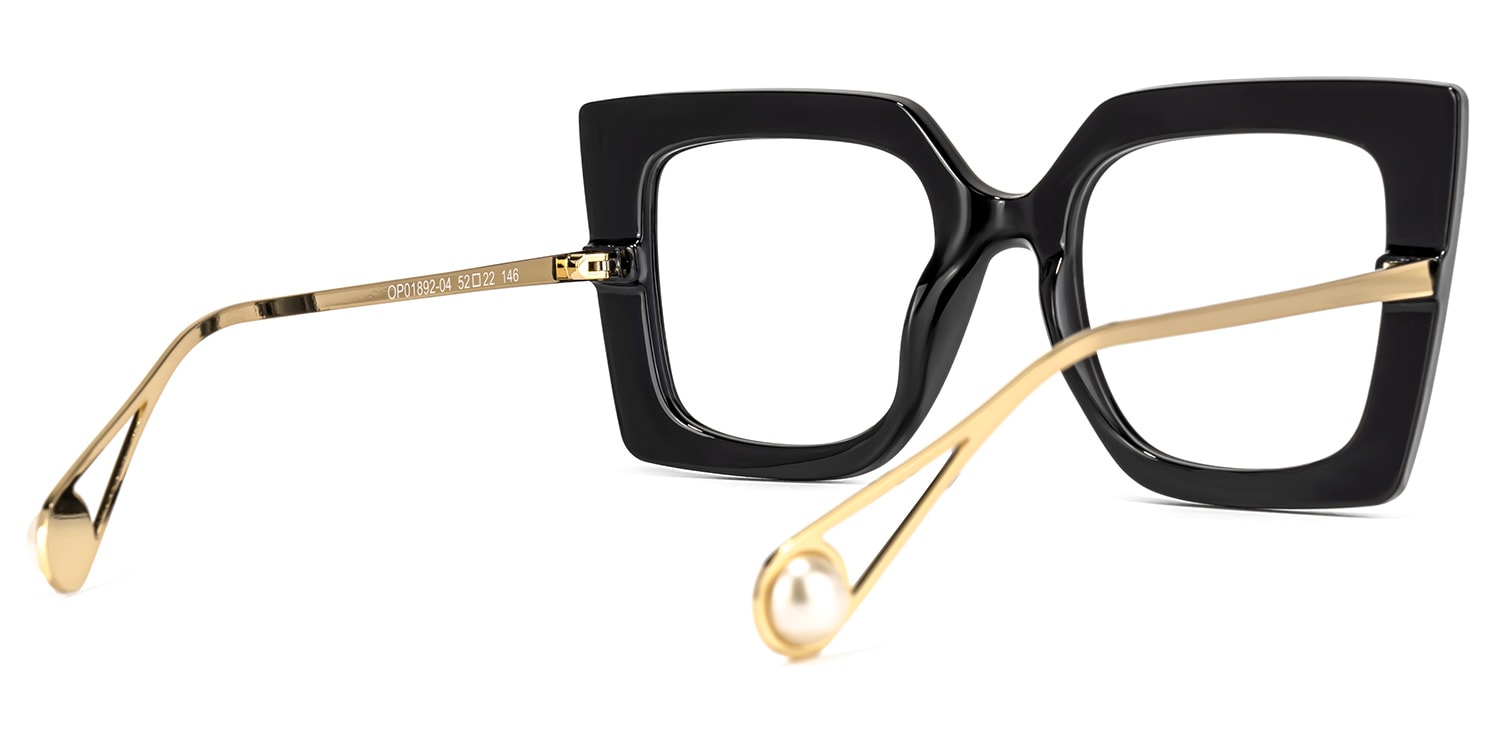 Qatar Square Black Eyeglasses and Wide Frames