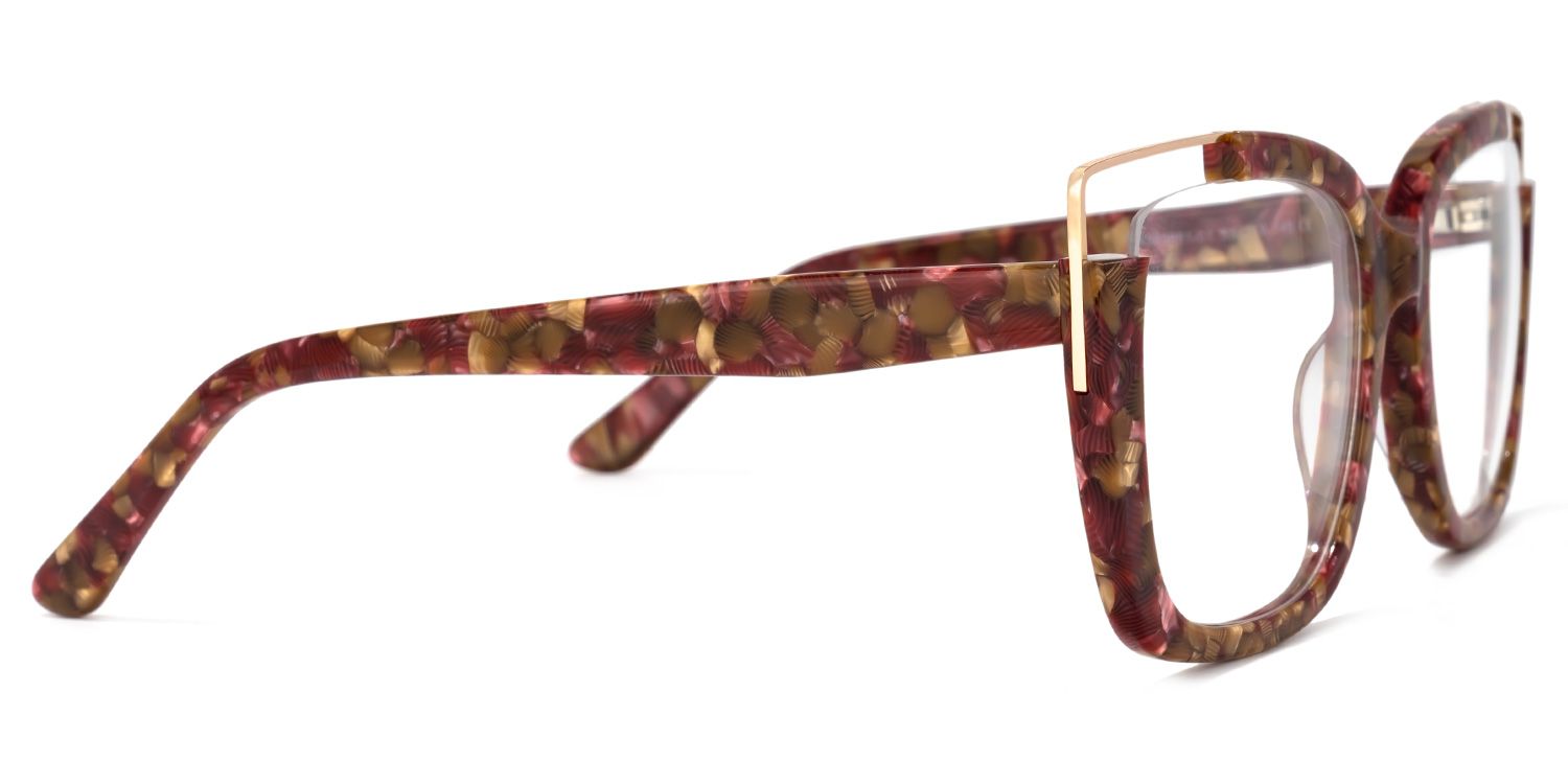 Dortch Square Dark Red-Floral Frames Glasses for Women2