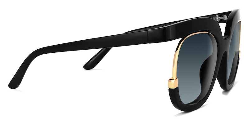 Darice Round Black Sunglasses | Zeelool Glasses2