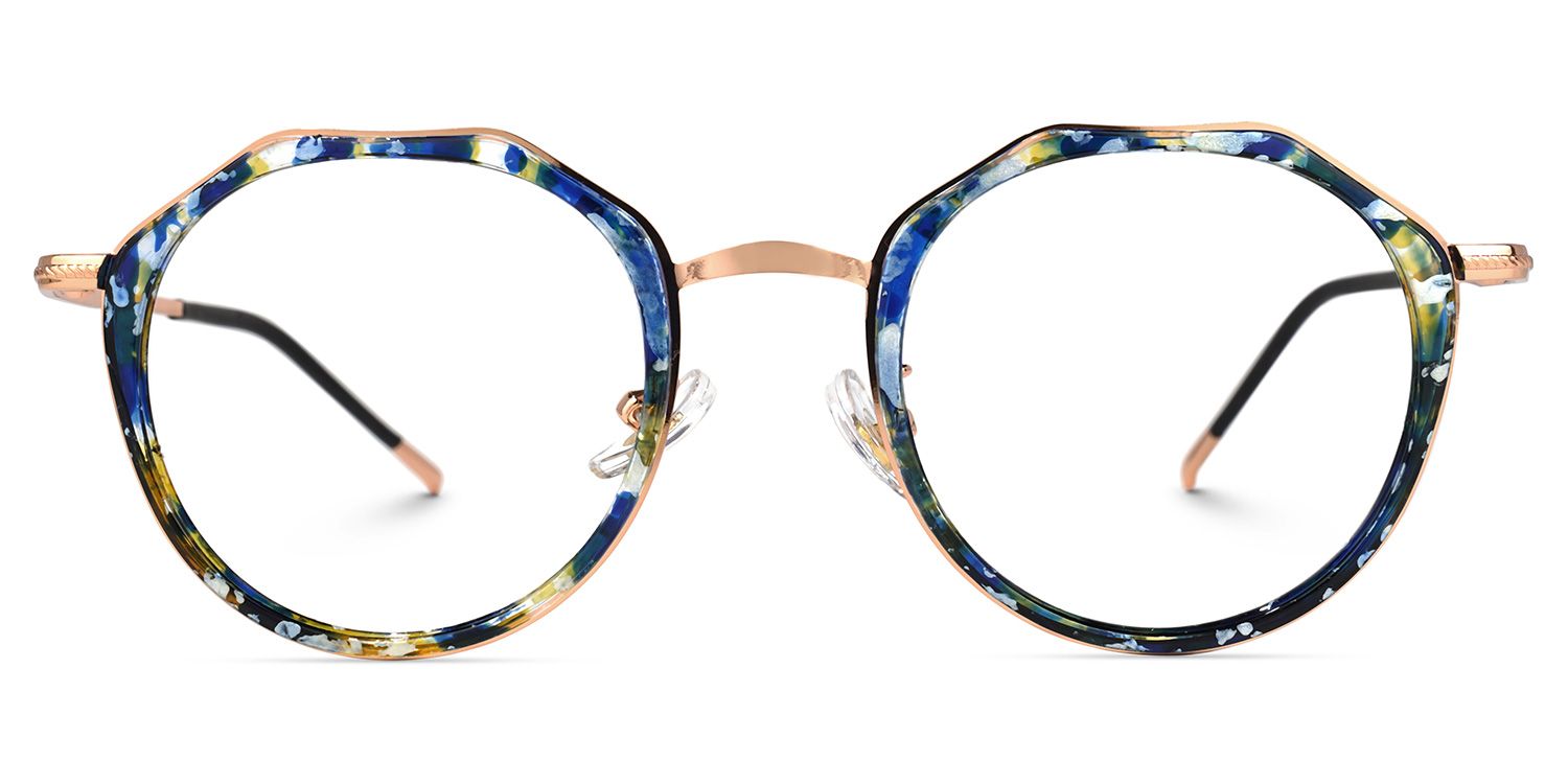 Gentry Geometric Blue-Floral Glasses | Zeelool Glasses0