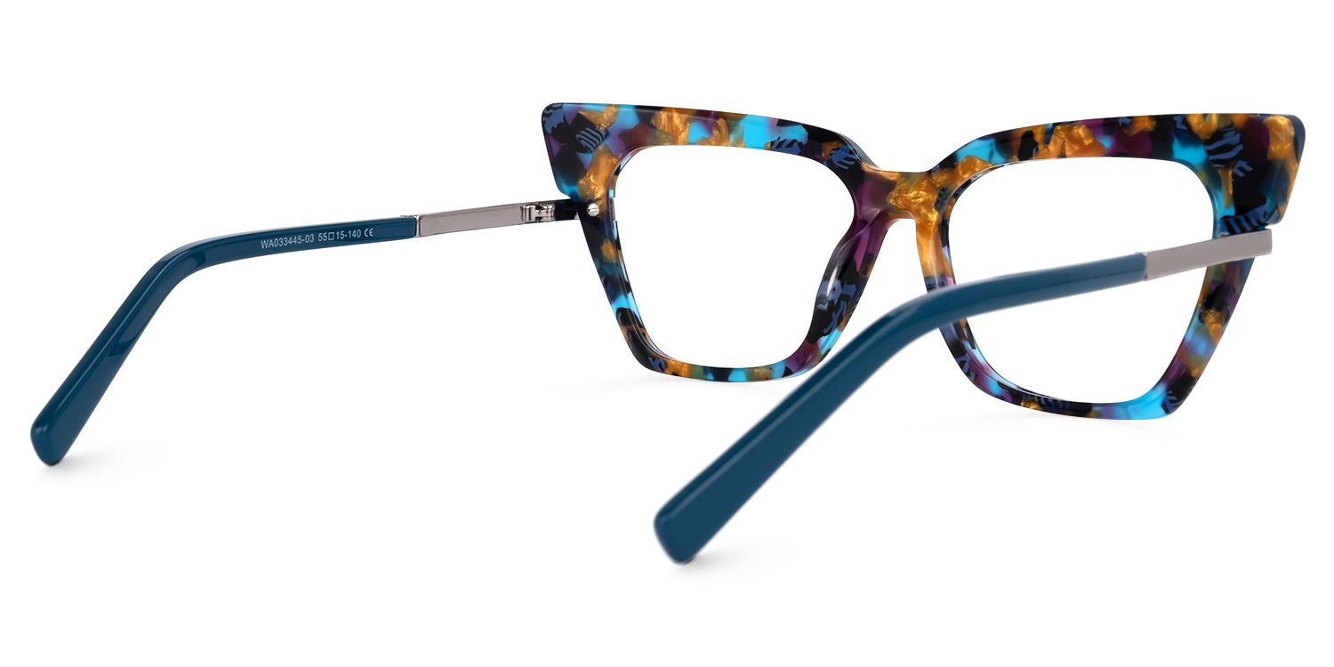 Dotson Cateye Blue-Floral Glasses | Zeelool Glasses3