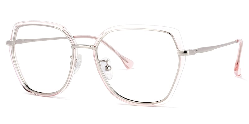 Noemi Geometric Pink-Silver Glasses | Zeelool Glasses1