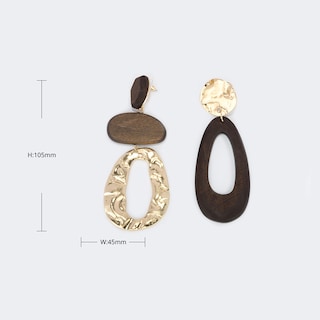 Vintage Asymmetric Water-Drop Shape Nut-Brown Earrings4