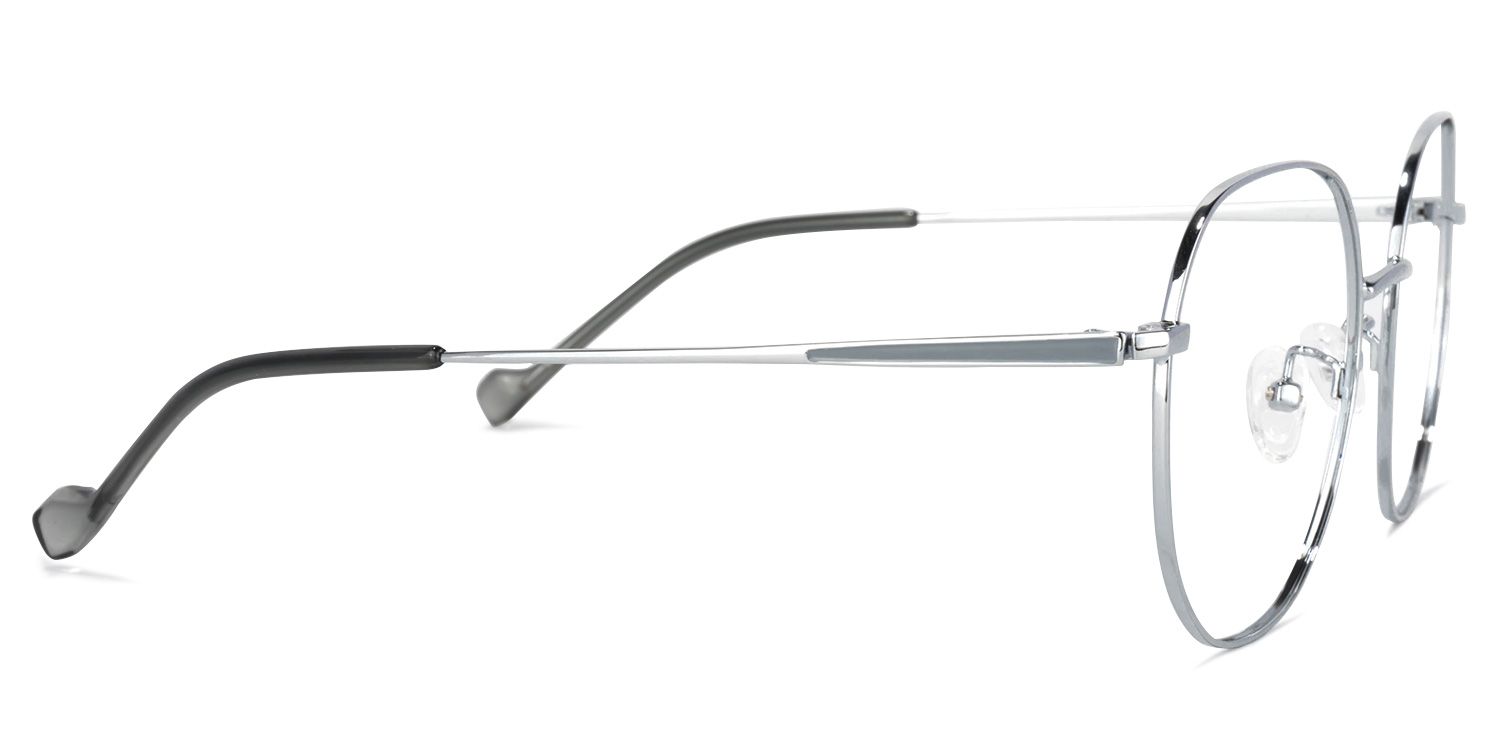 Qusay Round Silver Glasses | Zeelool Glasses3