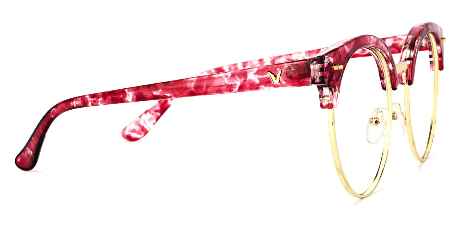 Tatiana Browline Red-Floral Glasses | Zeelool Glasses3