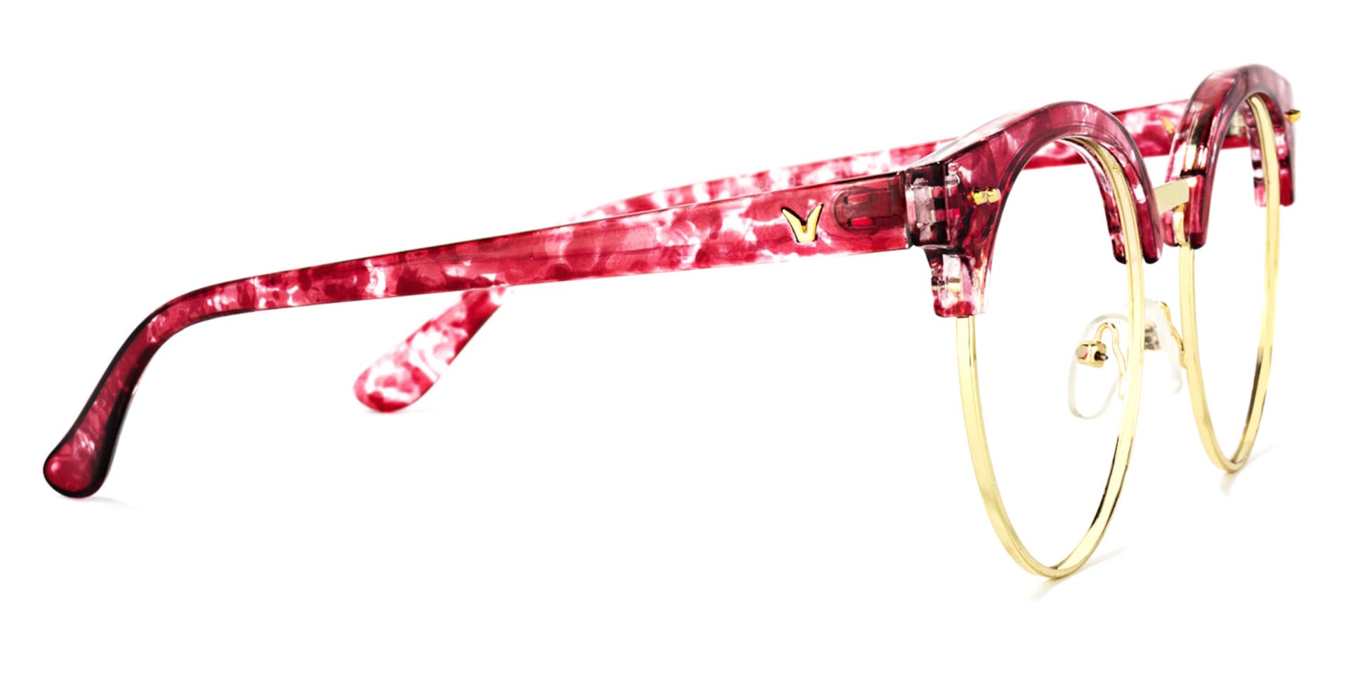 Tatiana Browline Red-Floral Glasses | Zeelool Glasses3