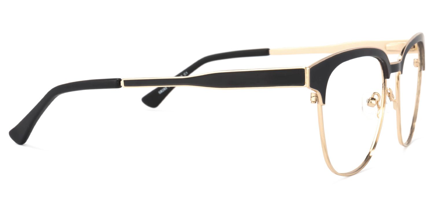Wren Browline Black-Gold Glasses | Zeelool Glasses3
