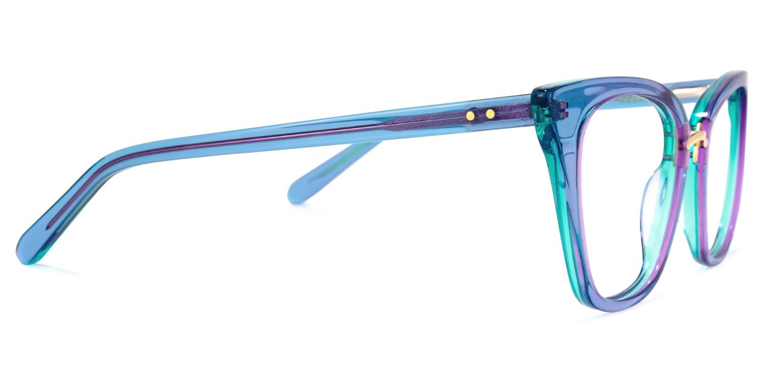 Martha Cat Eye Light-Blue Glasses | Zeelool Glasses3