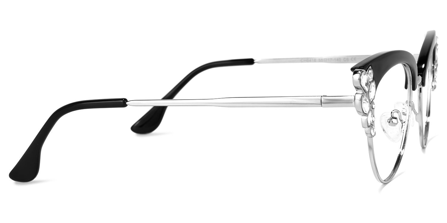 Hearn Cat Eye Black-Silver Glasses | Zeelool Glasses3