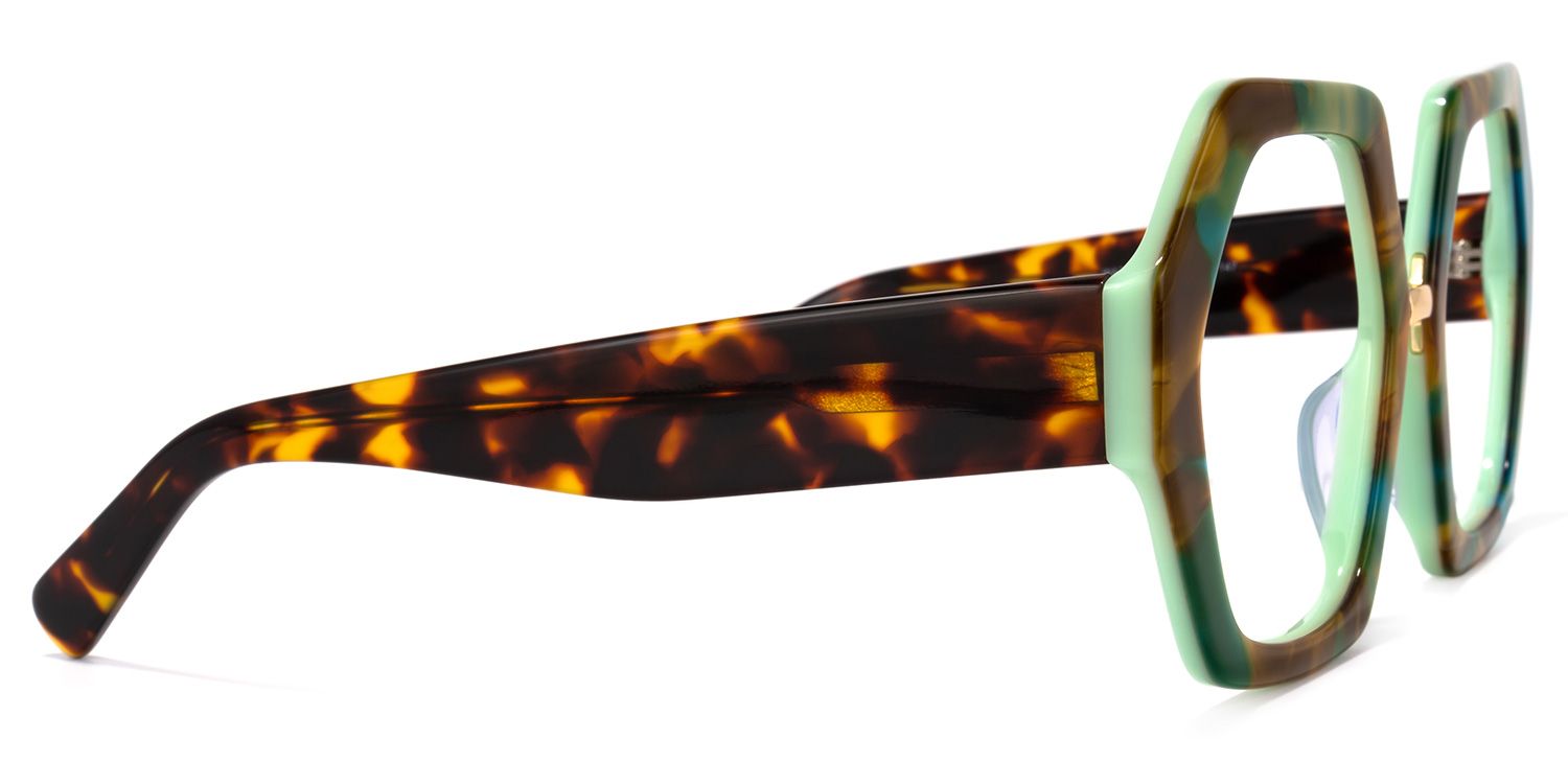Otero Geometric Green-Yellow Glasses | Zeelool Glasses3