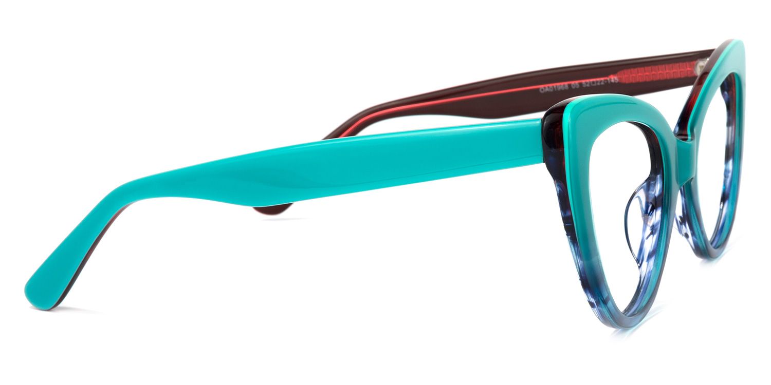 Claudette Cat Eye Blue-Green Glasses | Zeelool Glasses3