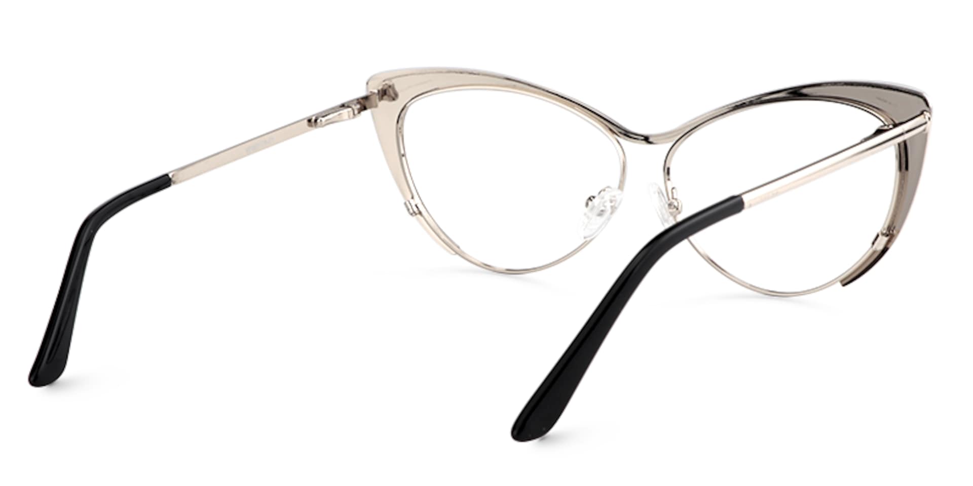 Ellen Cat eye Silver Eyeglasses and Metal Browline Frame5