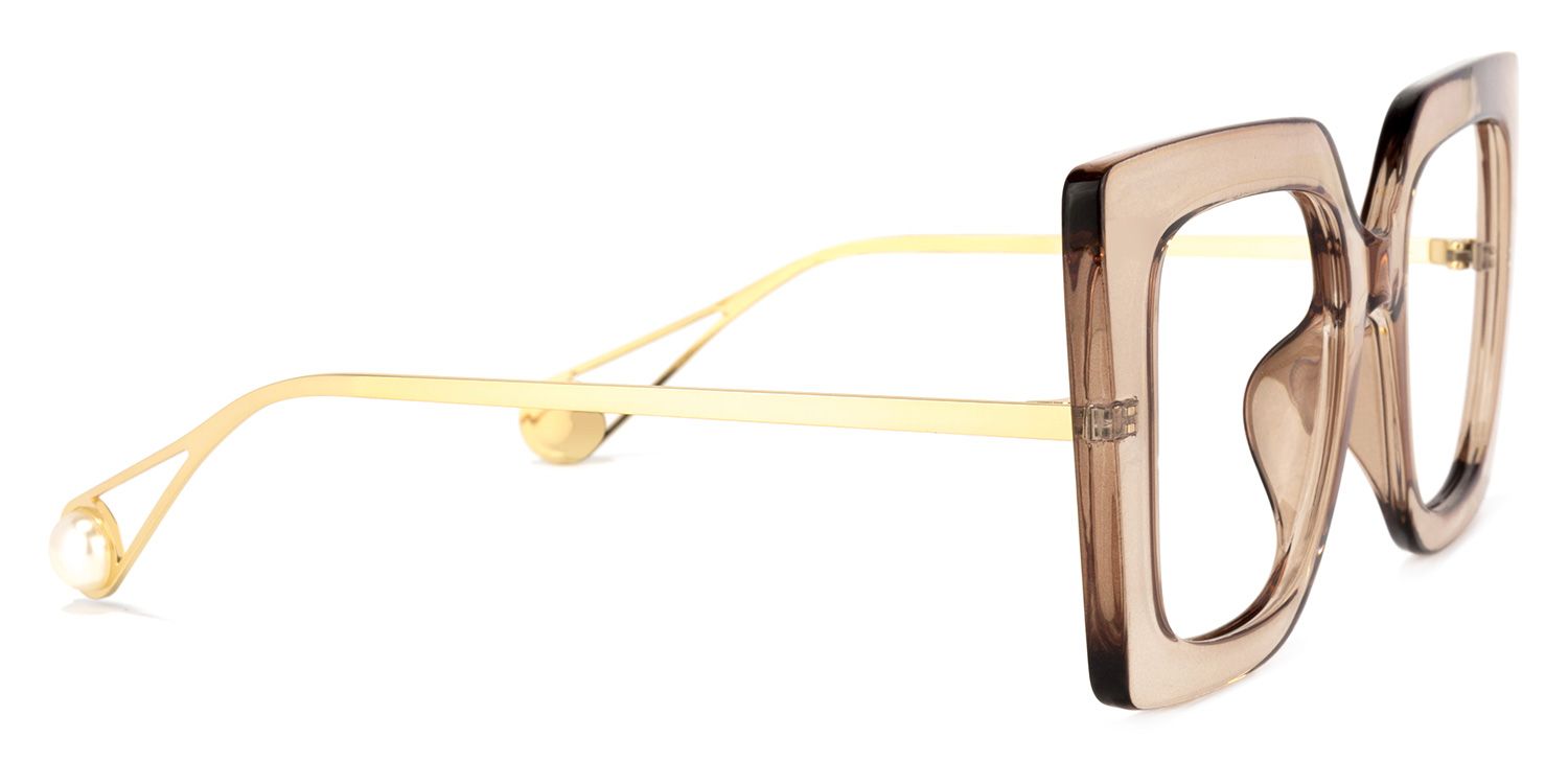 Qatar Square Champagne Eyeglasses and Thick Frames3