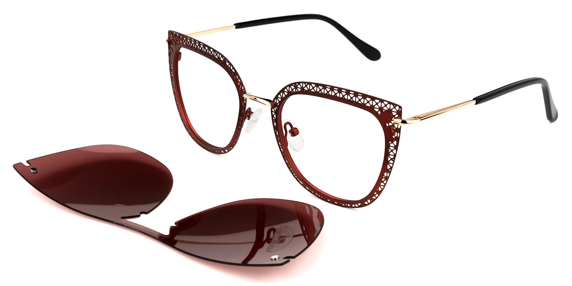 Hussain Clip-on Red Glasses | Zeelool Glasses1