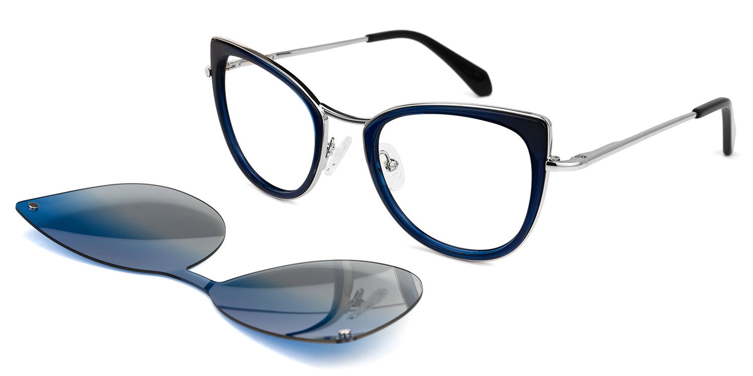 Paulette Clip-on Blue Glasses | Zeelool Glasses2
