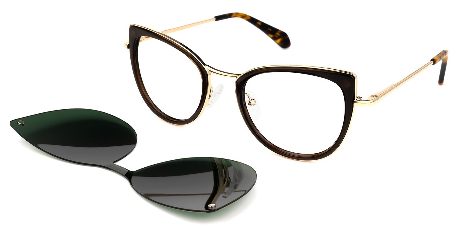Paulette Clip-on Green Glasses | Zeelool Glasses1