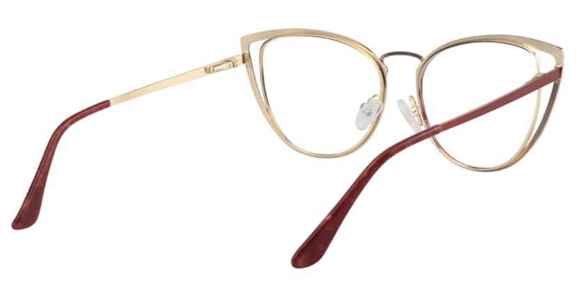 Cateye Red&Gold Glassess | Zeelool Eyeglass Frames
