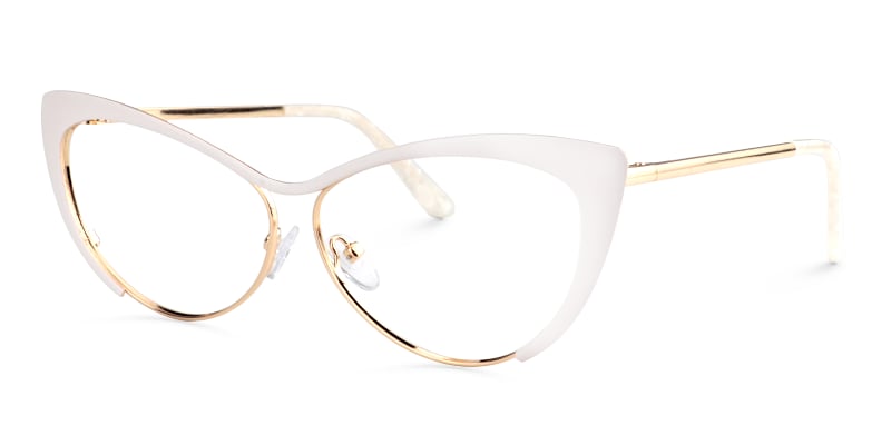 Ellen Cateye White Wire Frame Glasses and Eyeglasses2
