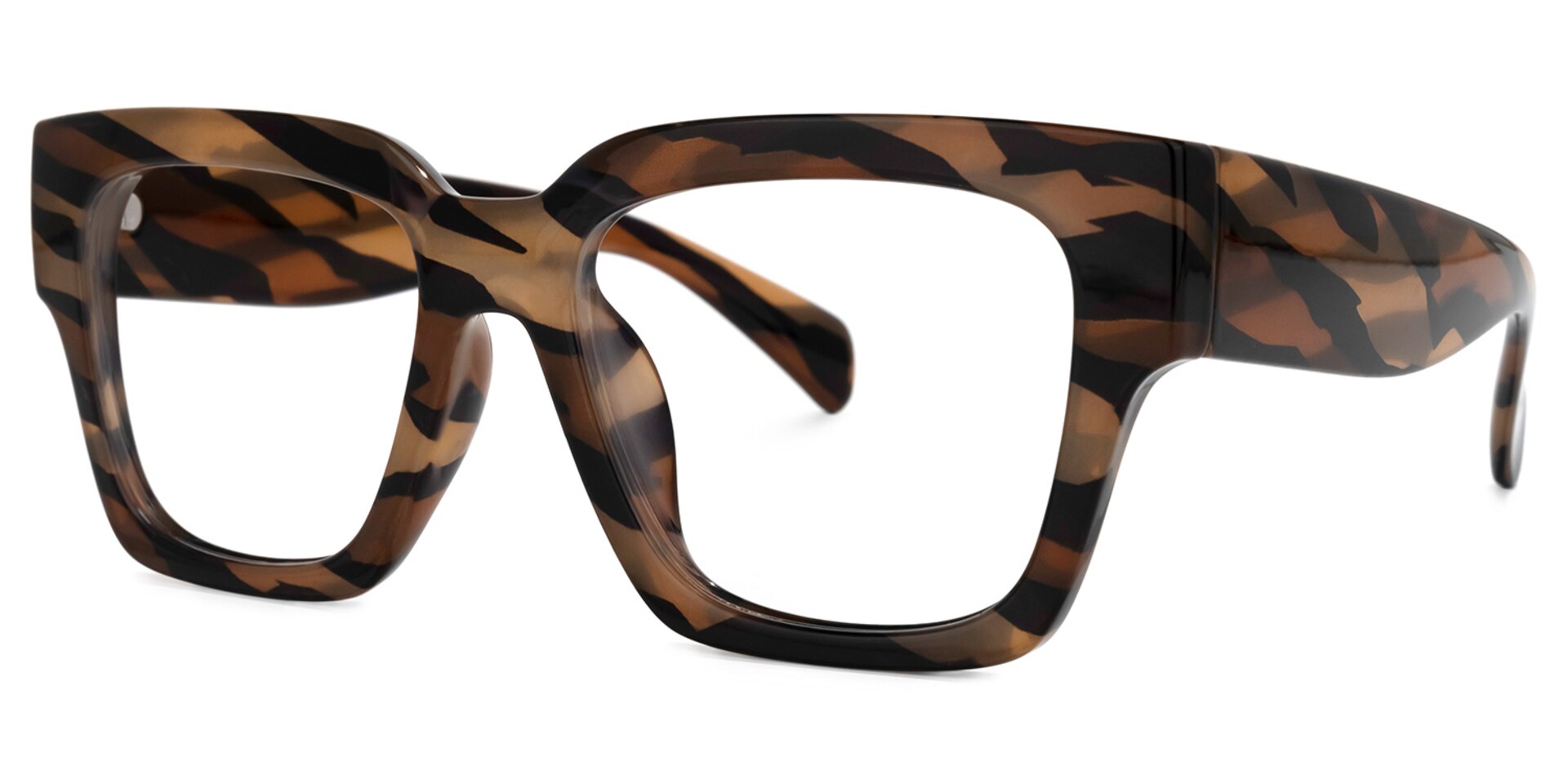 Phoebus Square Brown-Camouflage Glasses | Zeelool Glasses1