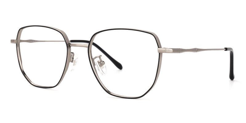 Owens Geometric Black-Silver Glasses | Zeelool Glasses1