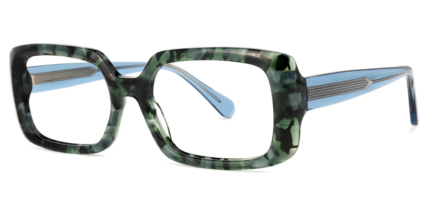 Jammie Rectangle Green-Tortoise Glasses | Zeelool Glasses1