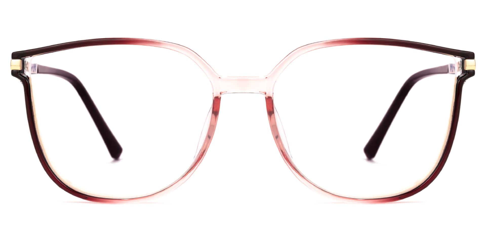 Annalisa Square Red Glasses with Ombre Thin Frames0