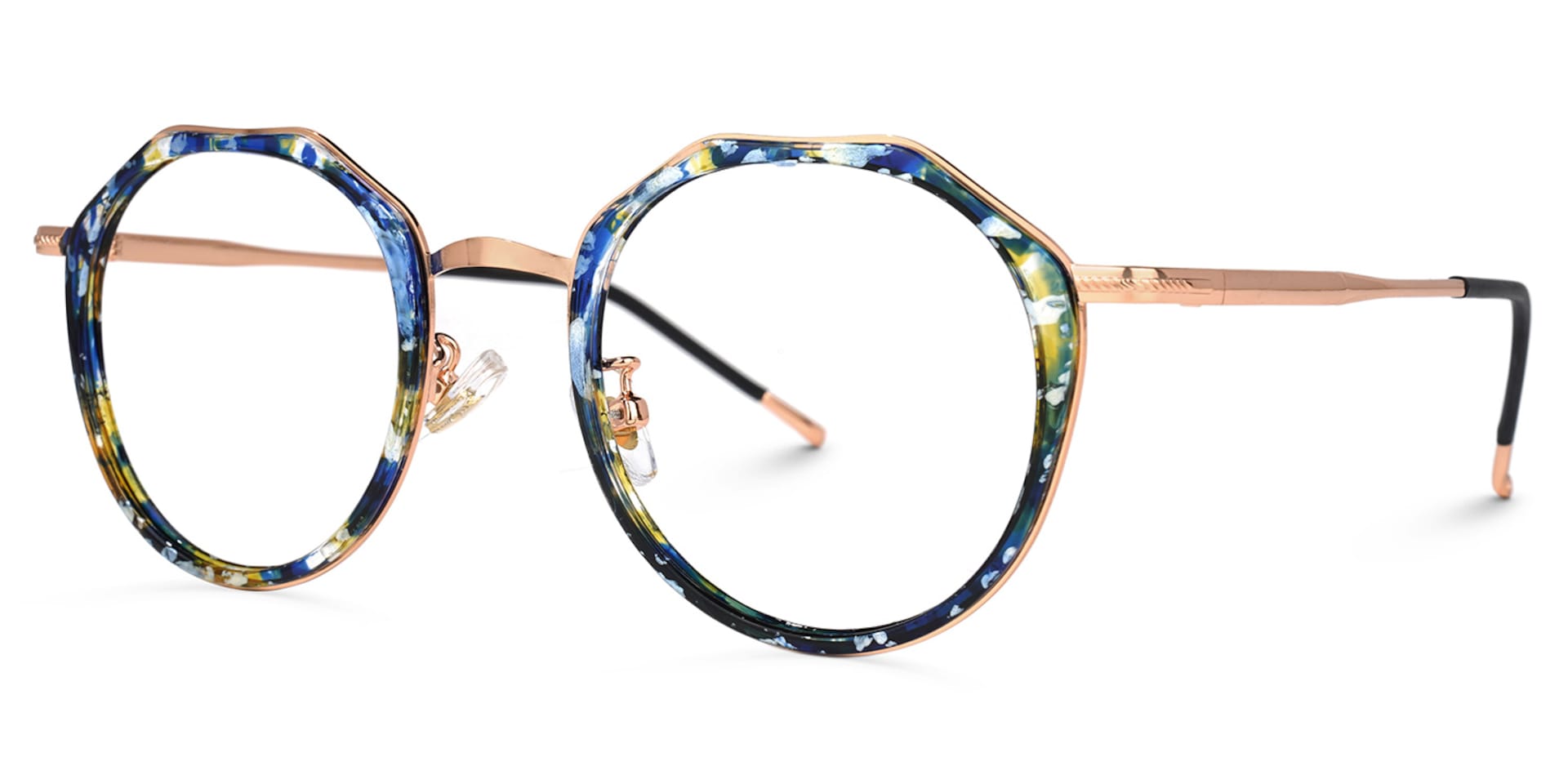Gentry Geometric Blue-Floral Glasses | Zeelool Glasses1