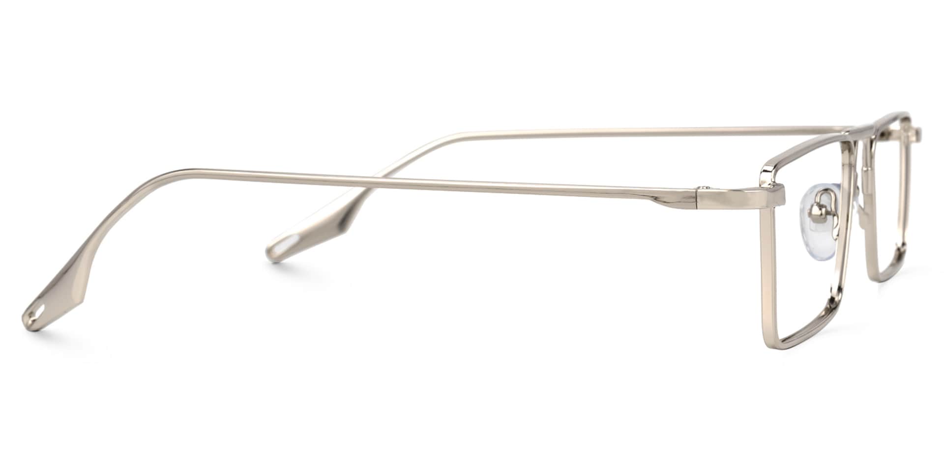 Mallet Rectangle Silver Glasses | Zeelool Glasses2