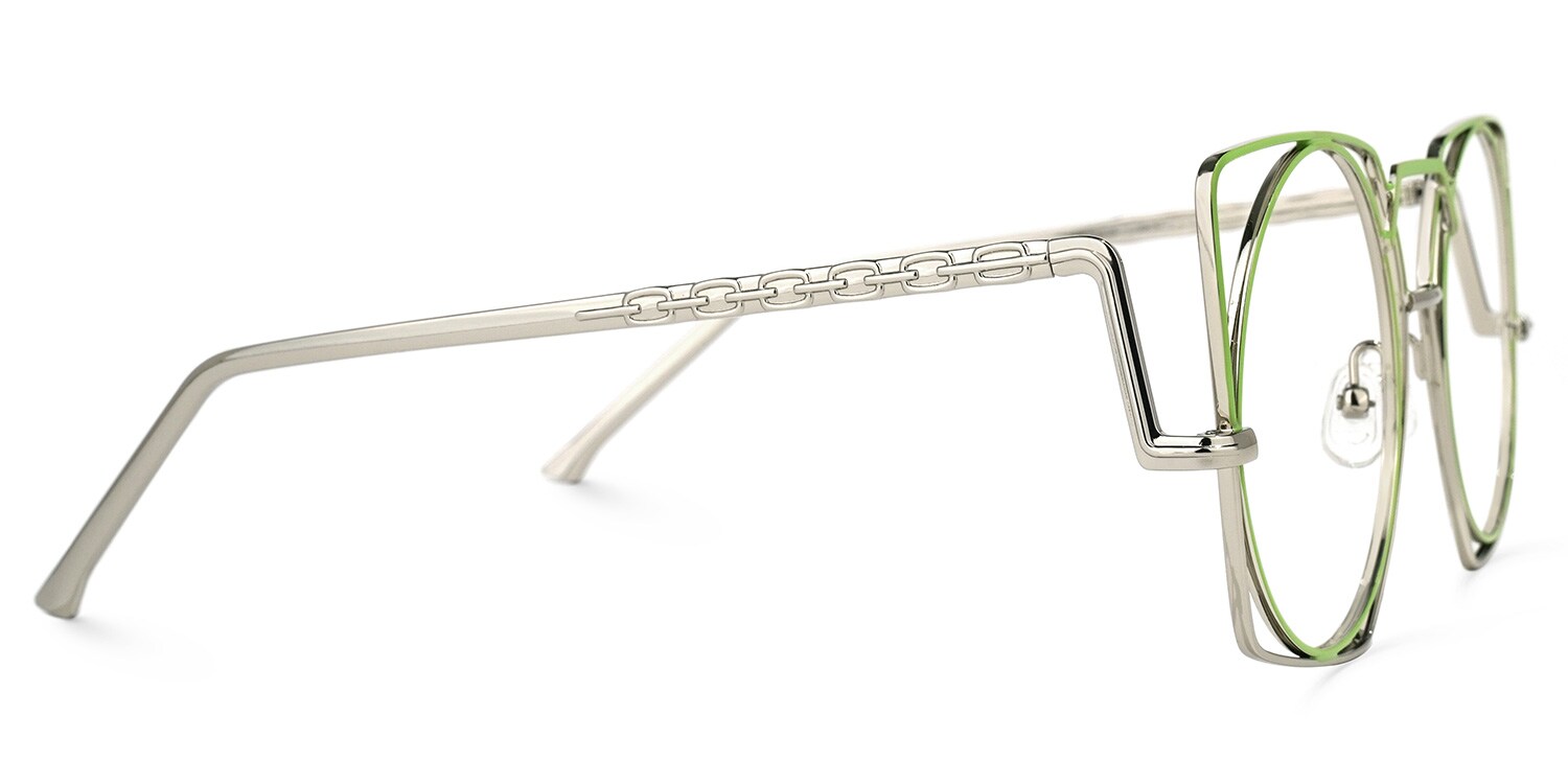 STANDOUT- ギラギラGGヤマメ Ybarra Geometric Green Glasses | Zeelool Glasses