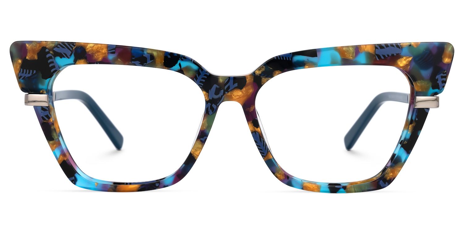 Dotson Cateye Blue-Floral Glasses | Zeelool Glasses0