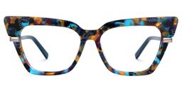 Dotson Cateye Blue-Floral Glasses0
