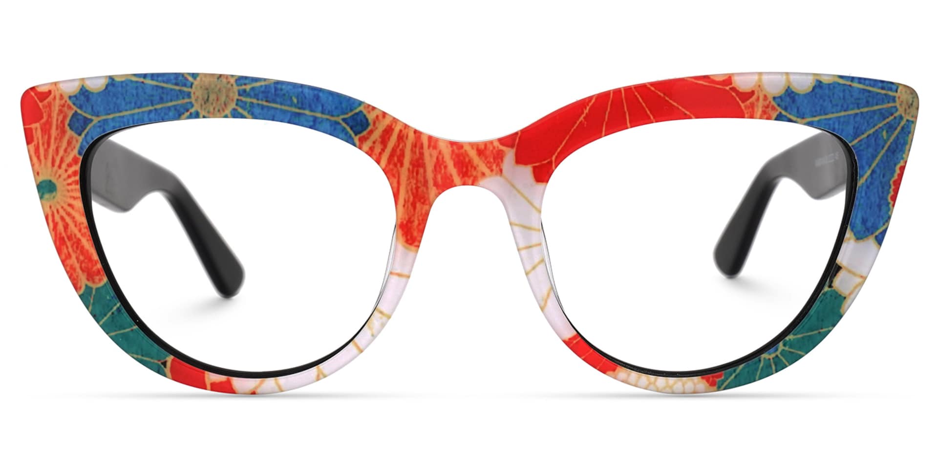 Makie Cateye Blue-Floral Glasses | Zeelool Glasses0