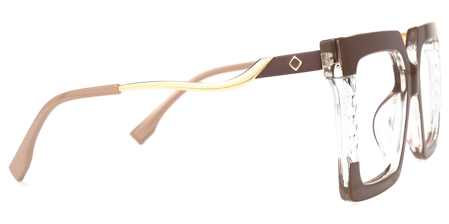 【SHALOM】 SHAGGY MESH ZIP-UP ♥2COLORS Gashi Square Brown Glasses | Zeelool Glasses