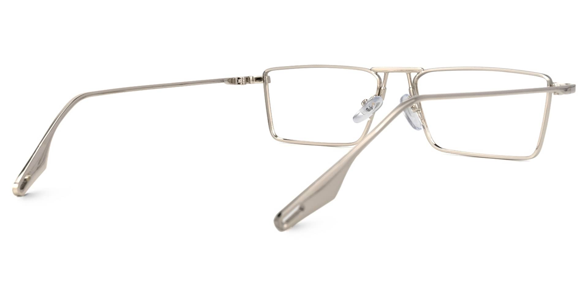 Mallet Rectangle Silver Glasses | Zeelool Glasses3