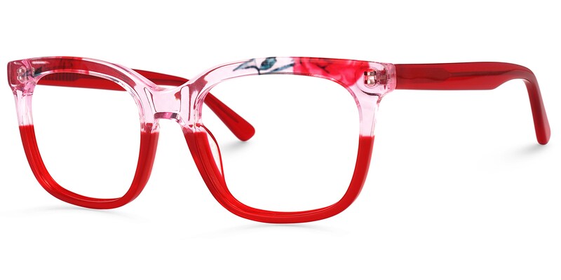 Kriss Square Red Glasses | Zeelool Glasses1
