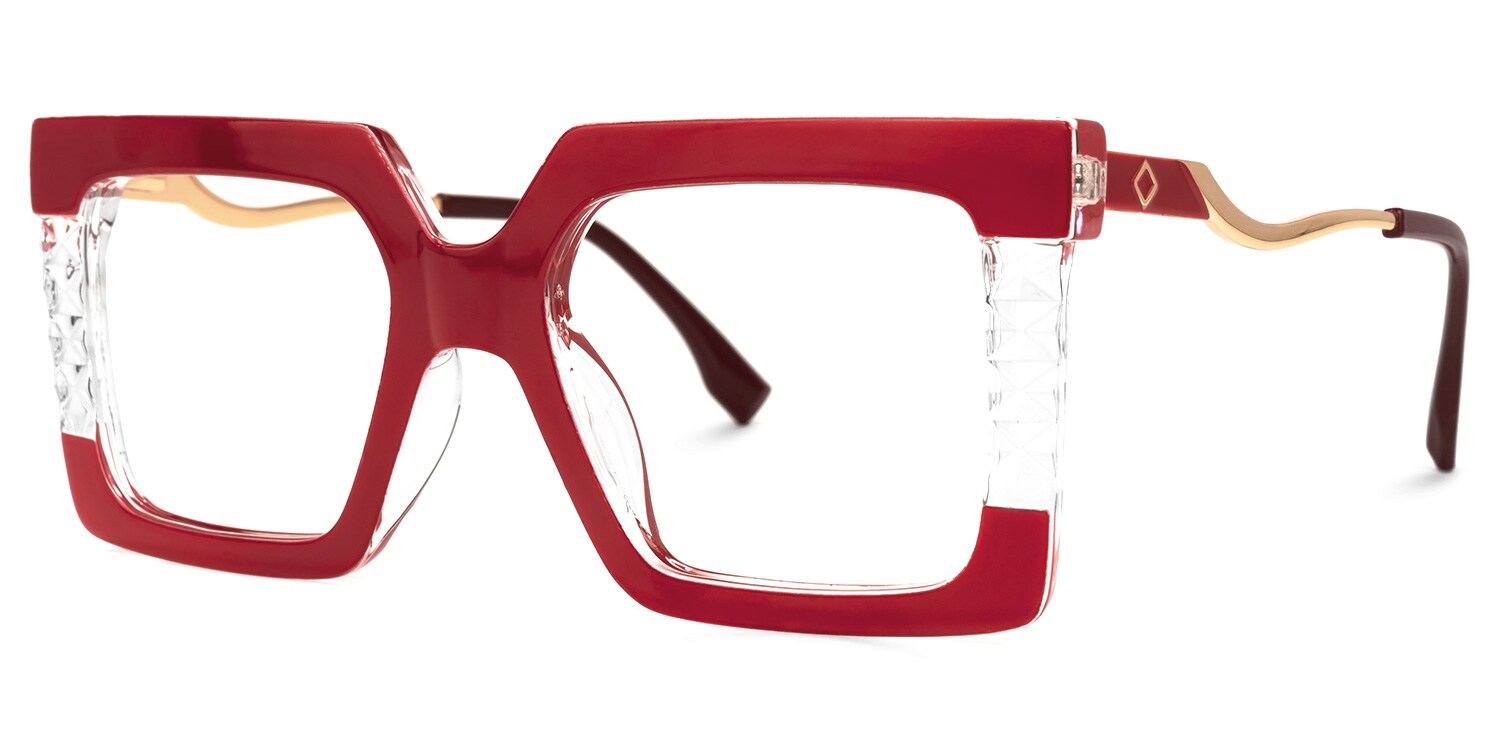 Gashi Square Red Glasses | Zeelool Glasses