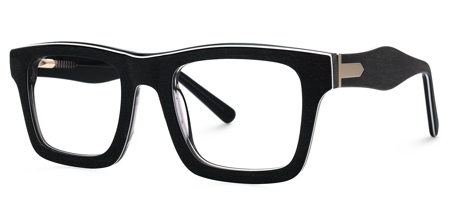 Riley Rectangle Black Frosted Frame Glasses | Zeelool4