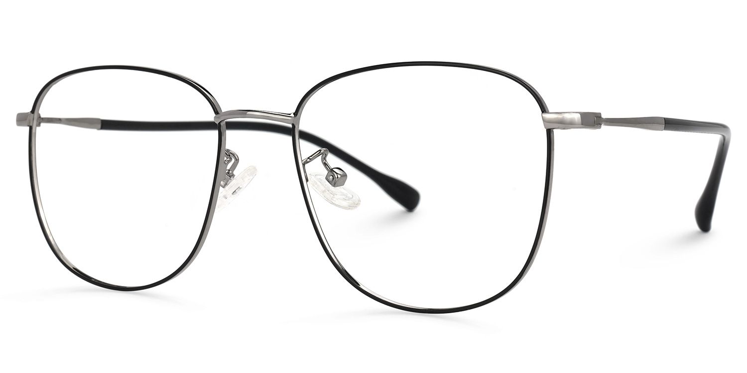 Navedo Square Black-Silver Glasses | Zeelool Glasses1