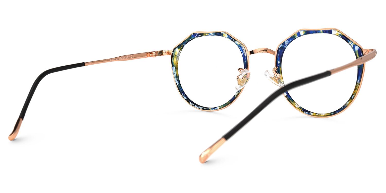 Gentry Geometric Blue-Floral Glasses | Zeelool Glasses3