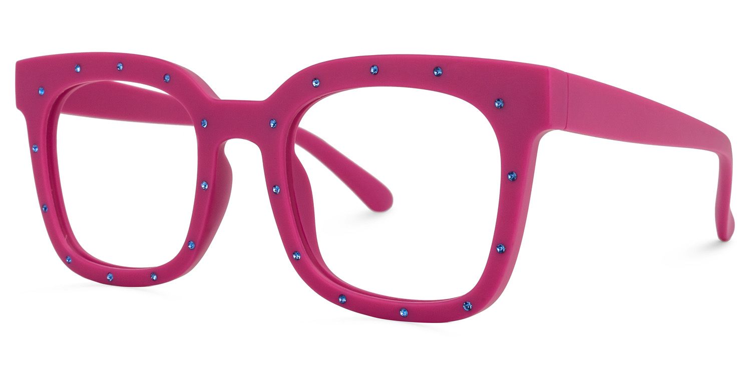 Eussub Square Bright-Pink Glasses | Zeelool Glasses1