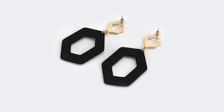 Vintage Hexagon Shaped Purple Stripe Earrings1