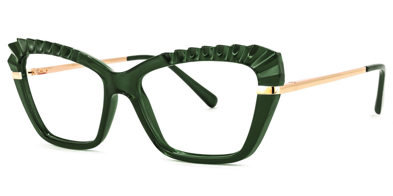 Sophie Cateye Dark-Green Glasses | Zeelool Glasses1