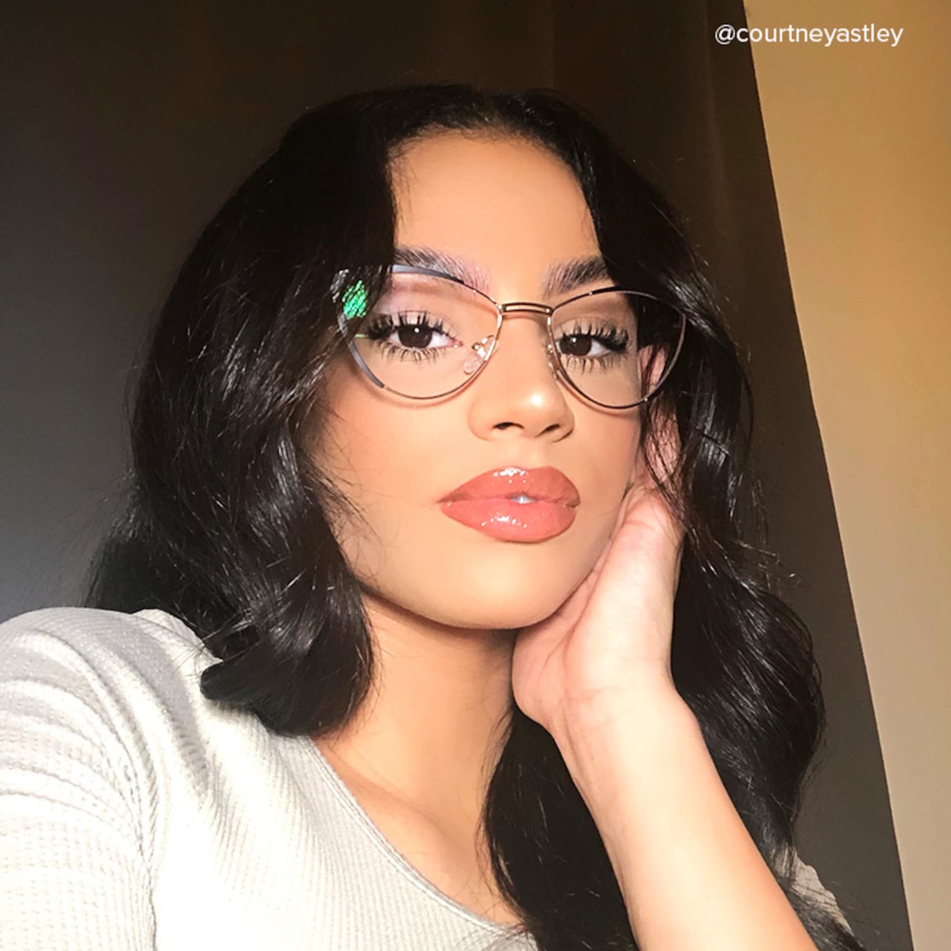 Sydney Cat Eye Metal  Black Frame Glasses | Zeelool8