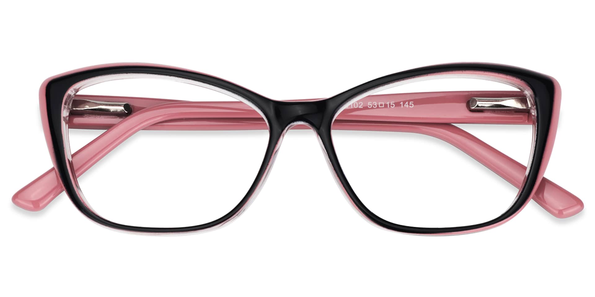 Fidelia Cat Eye Black and Pink Frame Glasses | Zeelool2